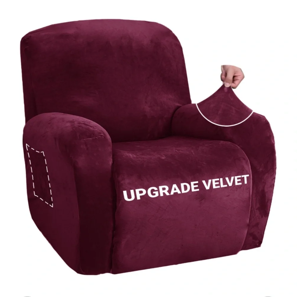 Burgundy Velvet Recliner Furniture Cover